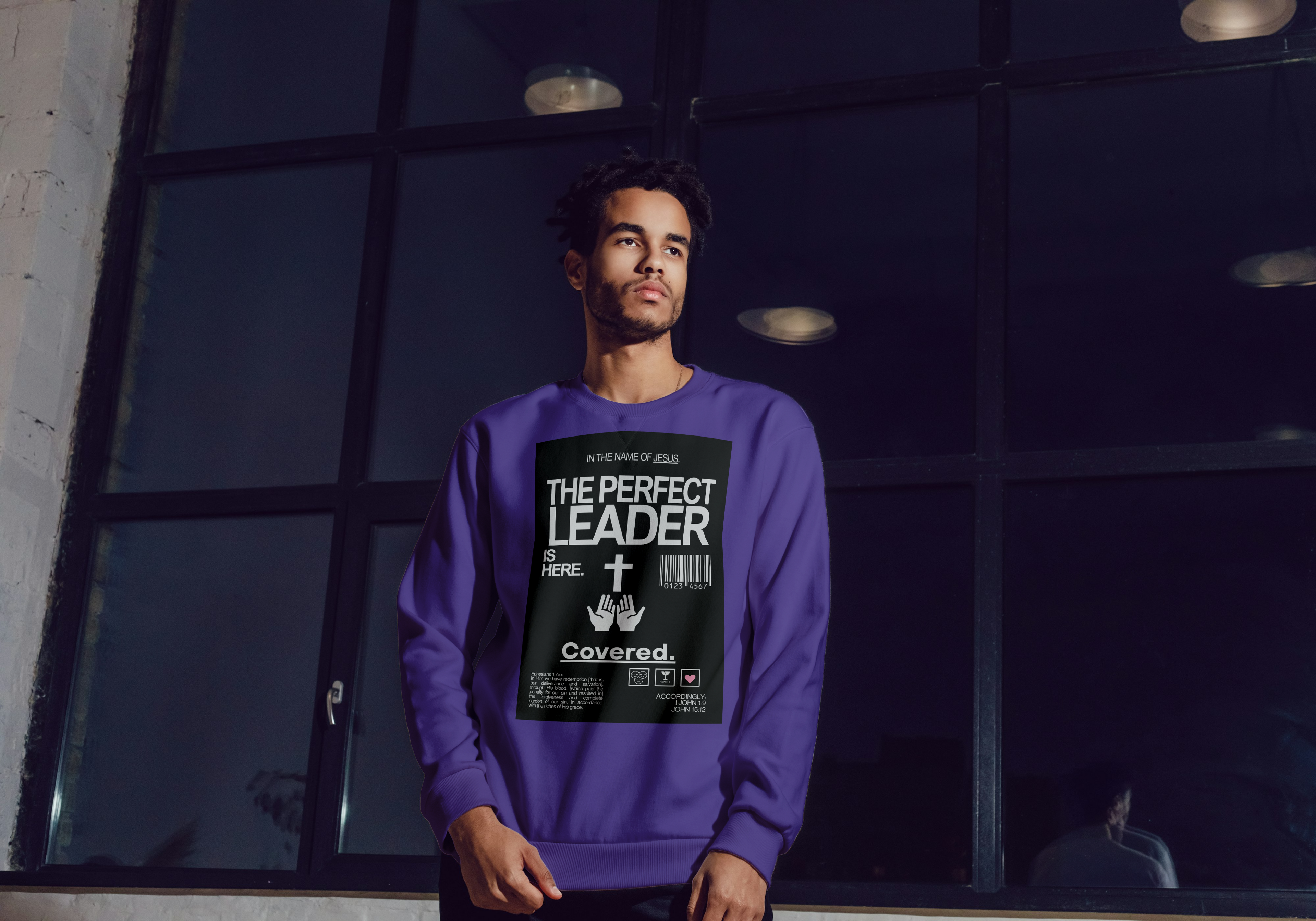 Covered. (IN)Jesus. Unisex Cotton Sweatshirt-Perfect LEADER.  ★★★★★ (113)